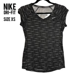 NIKE Dri-Fit • Miler Black/White Dotted Pattern Athletic Tshirt • Size XS